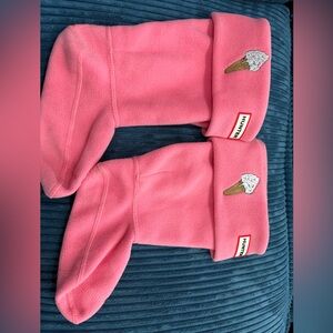 Hunter Pink Fleece Socks with Ice Cream Design